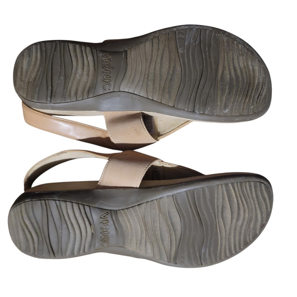 Vionic Adjustable T-Strap Sandals Danita  Color Macaroon Beige size 10 Flat - Picture 6 of 6
